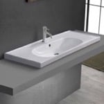 CeraStyle 043500-U/D Drop In Bathroom Sink, White Ceramic, With Counter Space